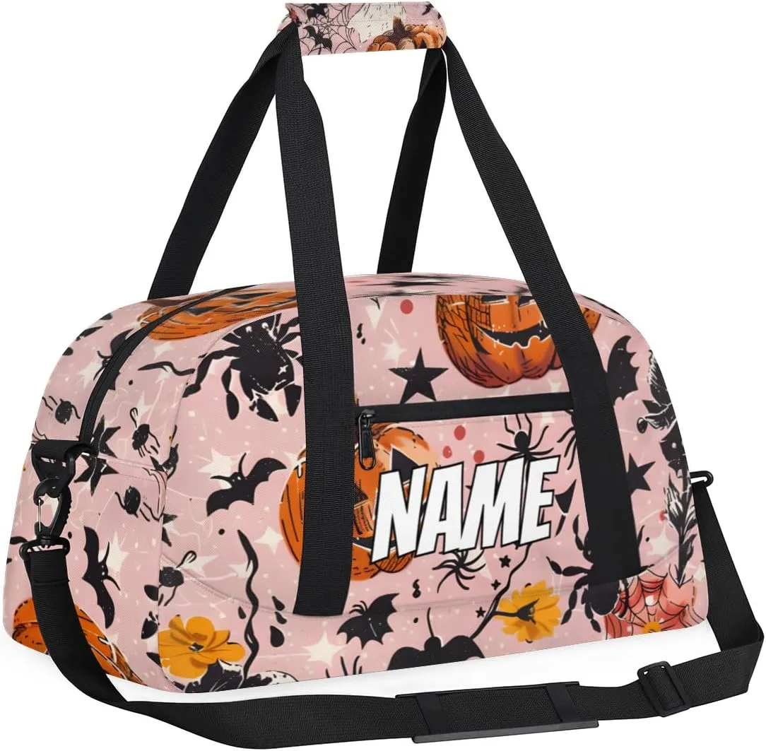 Personalized Custom Gym Bag for Women Men Carry on Halloween Theme Travel Duffel Tote Cool Gothic Overnight Workout Weekender Bag