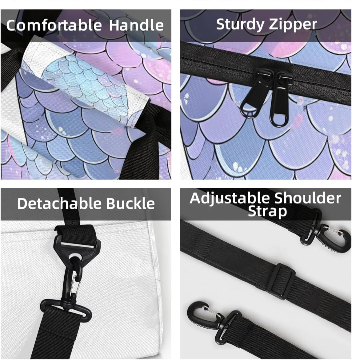 Personalized Custom Gym Bag for Women Men Carry on Mermaid Tail Travel Duffel Tote Sea Ocean Overnight Workout Weekender Bag