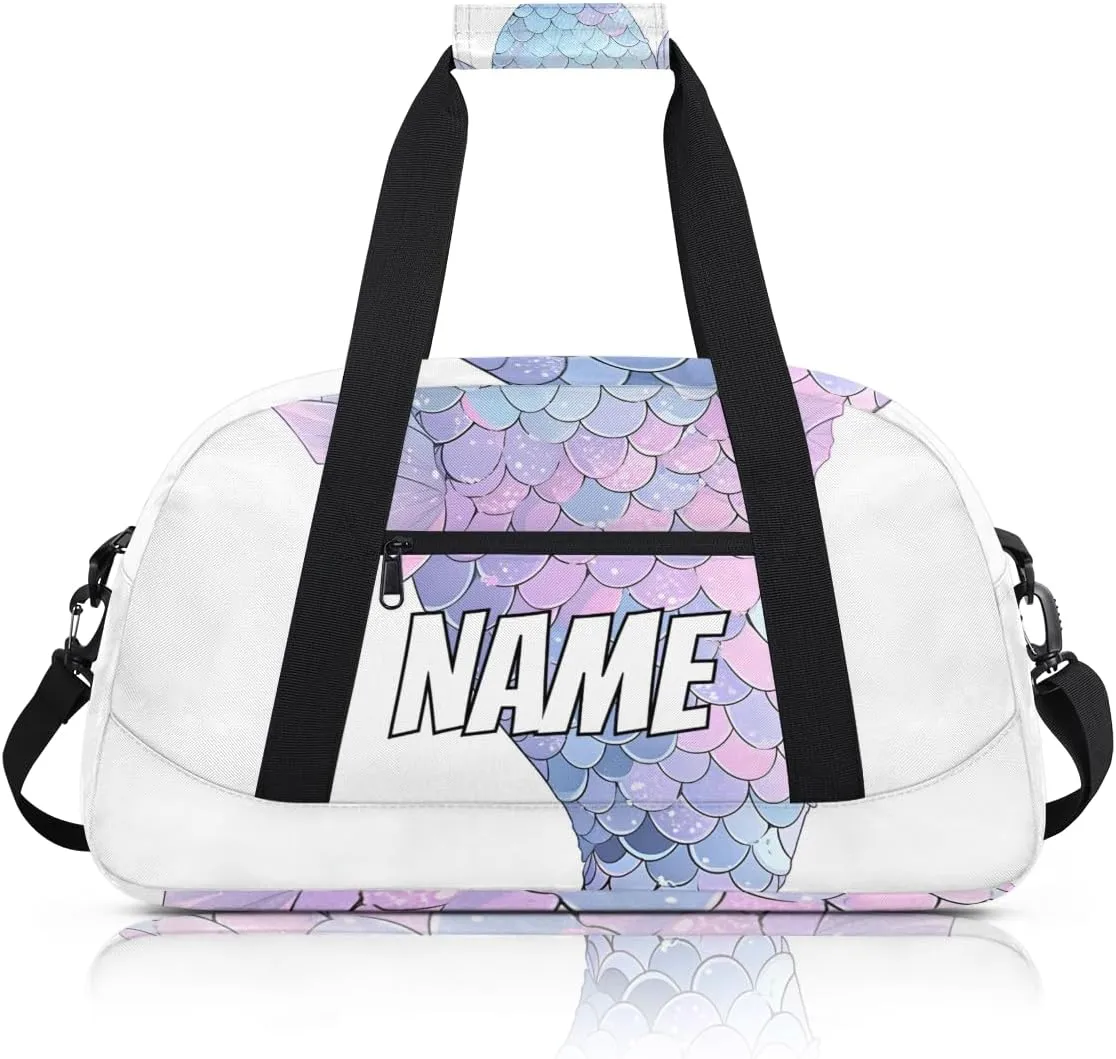 Personalized Custom Gym Bag for Women Men Carry on Mermaid Tail Travel Duffel Tote Sea Ocean Overnight Workout Weekender Bag