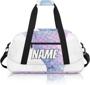 Personalized Custom Gym Bag for Women Men Carry on Mermaid Tail Travel Duffel Tote Sea Ocean Overnight Workout Weekender Bag