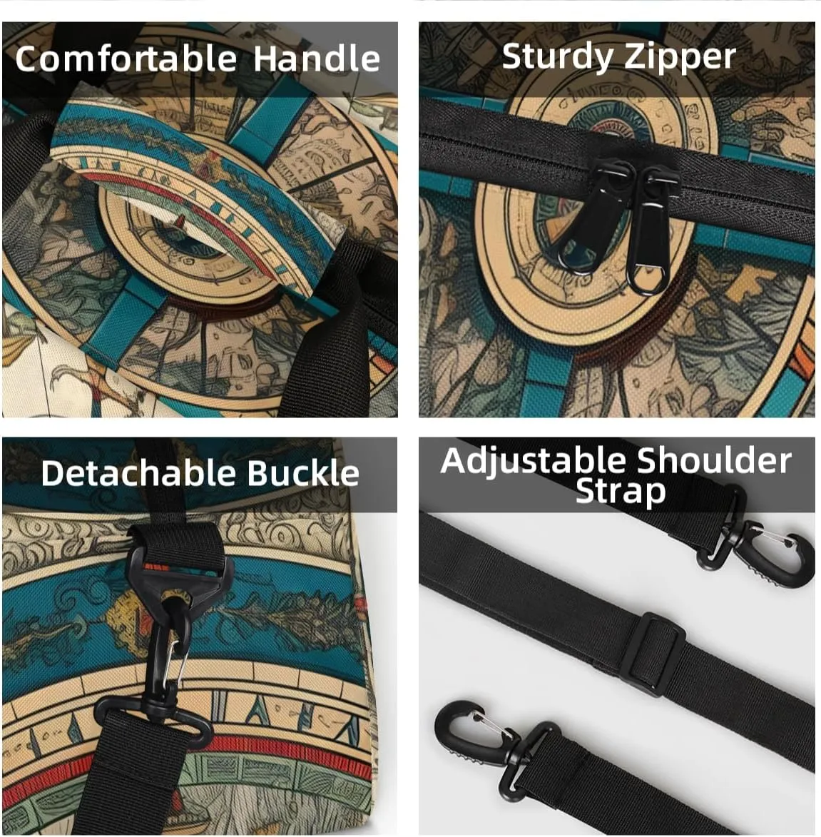 Personalized Custom Gym Bag for Women Men Carry on Retro Compass Travel Duffel Tote Direction Navigation Overnight Workout Weekender Bag
