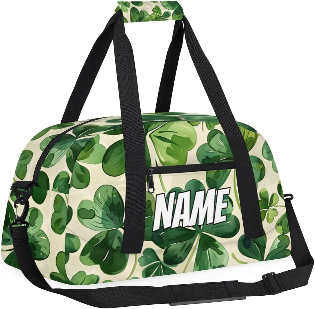 Personalized Custom Gym Bag for Women Men Carry on Spring Shamrocks Travel Duffel Tote St Patrick's Day Overnight Workout Weekender Bag