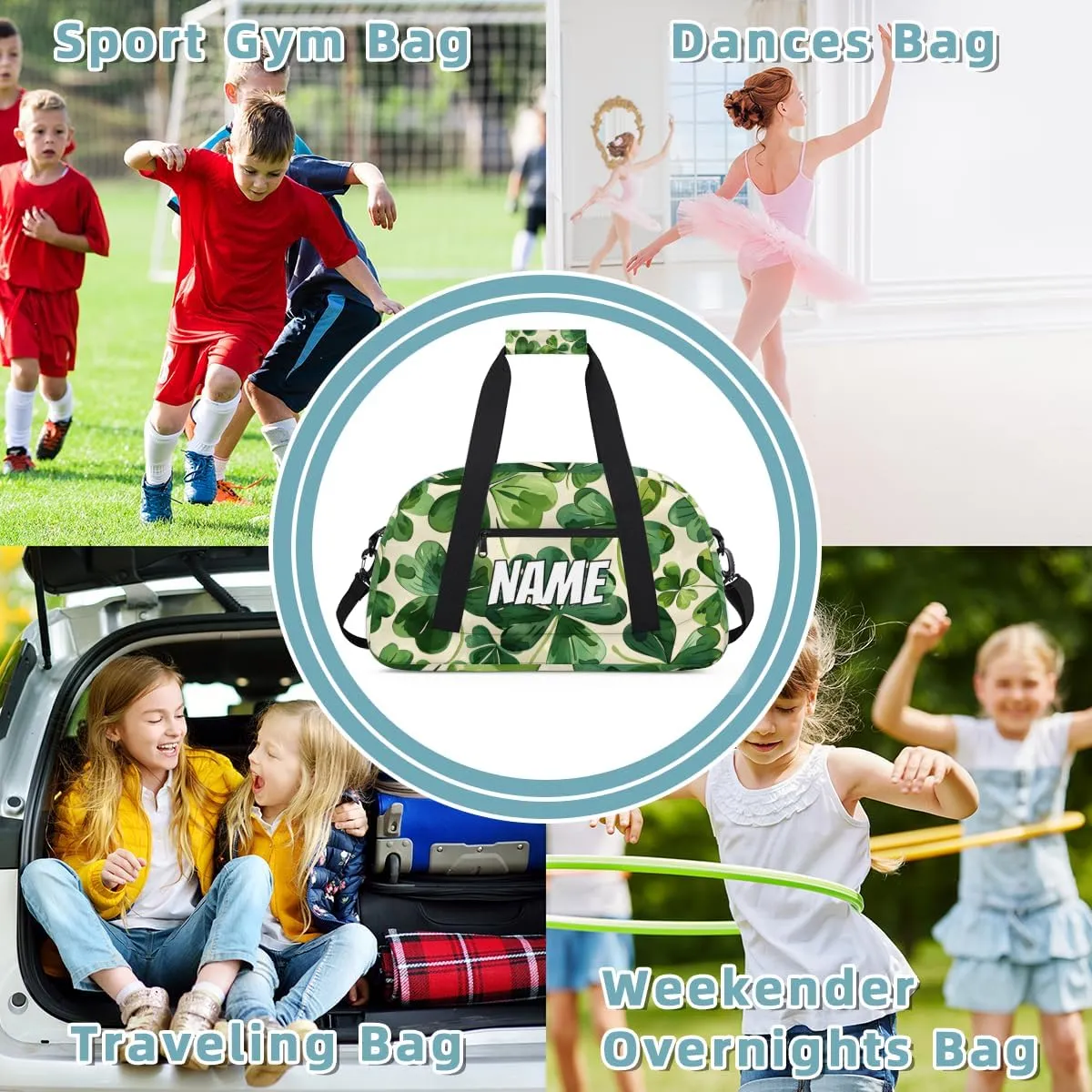 Personalized Custom Gym Bag for Women Men Carry on Spring Shamrocks Travel Duffel Tote St Patrick's Day Overnight Workout Weekender Bag