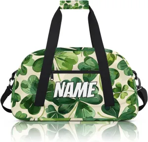 Personalized Custom Gym Bag for Women Men Carry on Spring Shamrocks Travel Duffel Tote St Patrick's Day Overnight Workout Weekender Bag