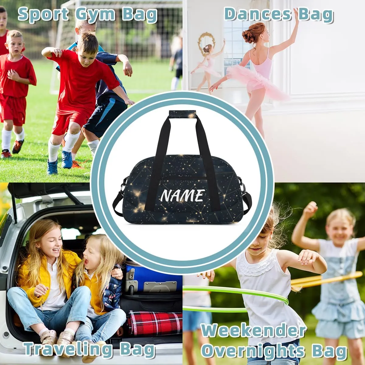 Personalized Custom Gym Bag for Women Men Carry on Starry Night Travel Duffel Tote Cosmic Galaxy Overnight Workout Weekender Bag