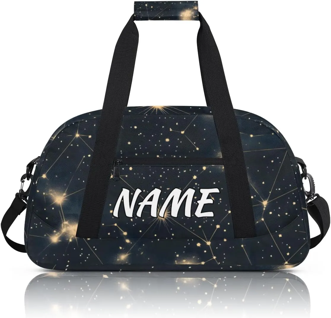 Personalized Custom Gym Bag for Women Men Carry on Starry Night Travel Duffel Tote Cosmic Galaxy Overnight Workout Weekender Bag
