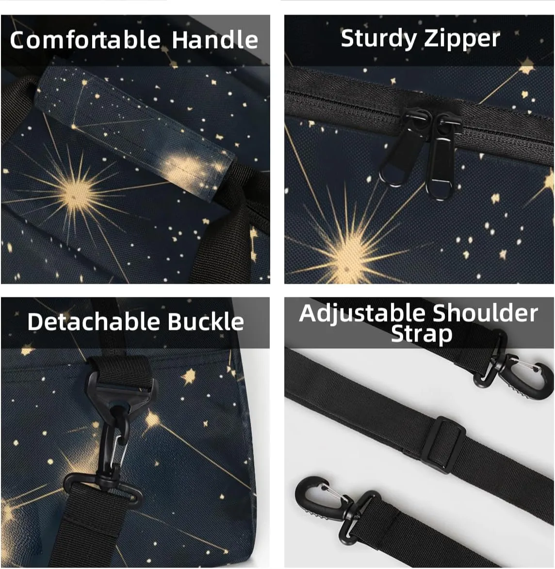Personalized Custom Gym Bag for Women Men Carry on Starry Night Travel Duffel Tote Cosmic Galaxy Overnight Workout Weekender Bag