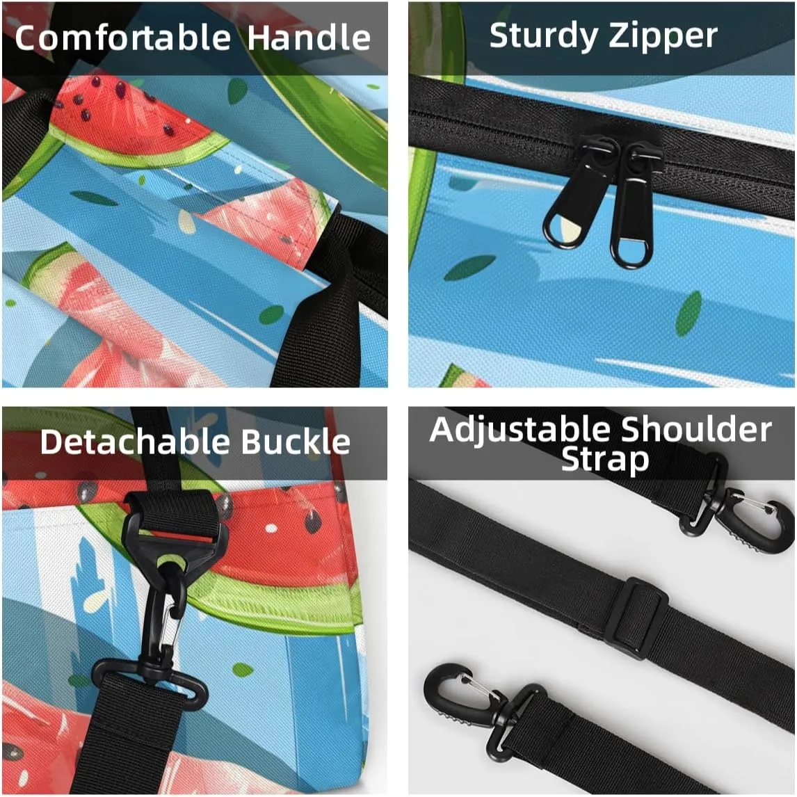 Personalized Custom Gym Bag for Women Men Carry on Summer Watermelon Travel Duffel Tote Fruit Slice Overnight Workout Weekender Bag