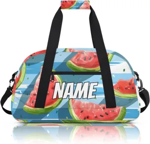 Personalized Custom Gym Bag for Women Men Carry on Summer Watermelon Travel Duffel Tote Fruit Slice Overnight Workout Weekender Bag