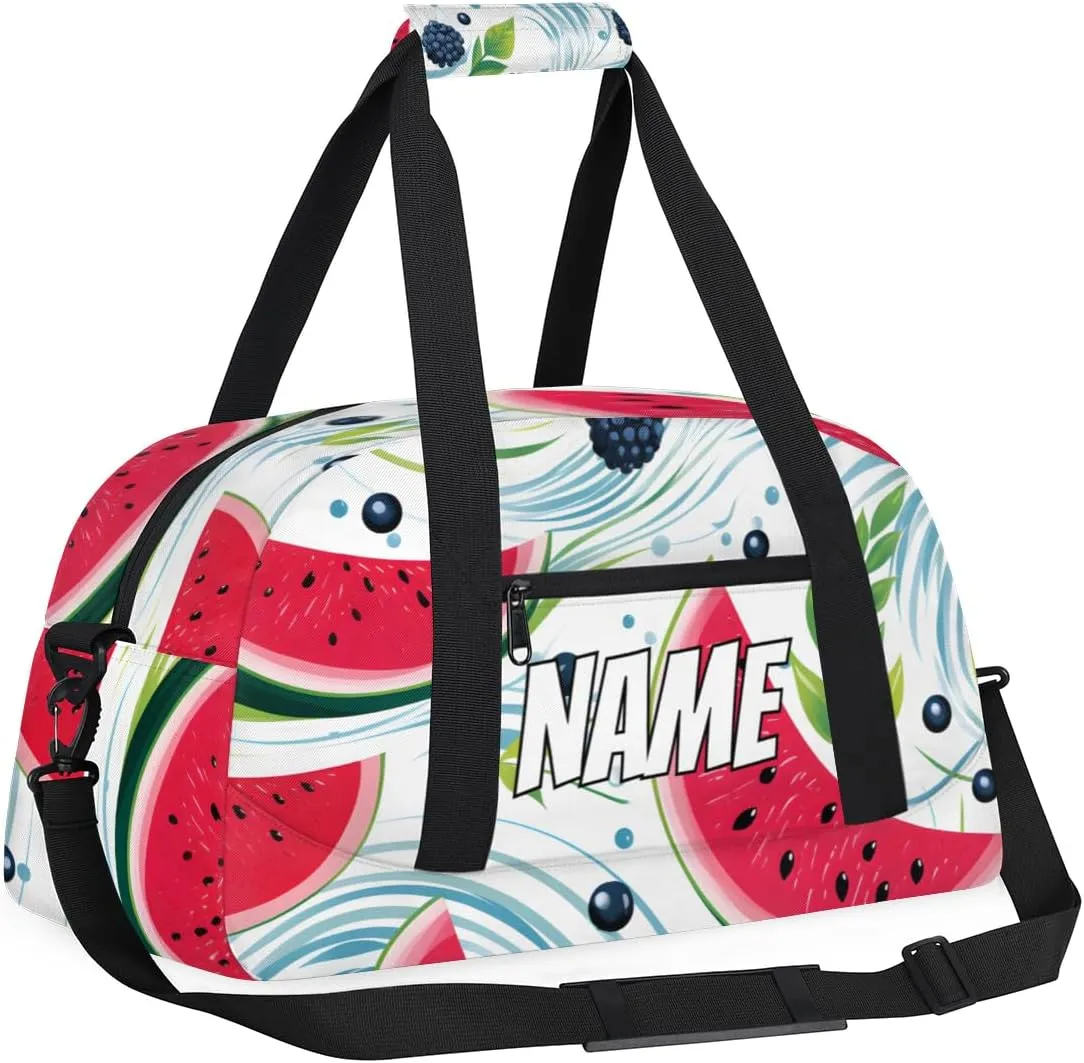 Personalized Custom Gym Bag for Women Men Carry on Summer Watermelon Travel Duffel Tote Fruits Overnight Workout Weekender Bag