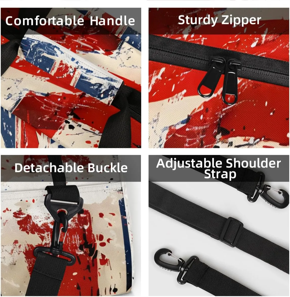 Personalized Custom Gym Bag for Women Men Carry on UK Flag Travel Duffel Tote Red Blue Overnight Workout Weekender Bag