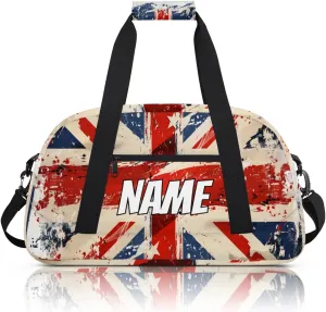 Personalized Custom Gym Bag for Women Men Carry on UK Flag Travel Duffel Tote Red Blue Overnight Workout Weekender Bag