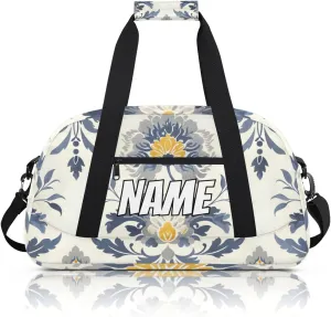 Personalized Custom Gym Bag for Women Men Carry on Vintage Floral Travel Duffel Tote Boho Retro Overnight Workout Weekender Bag