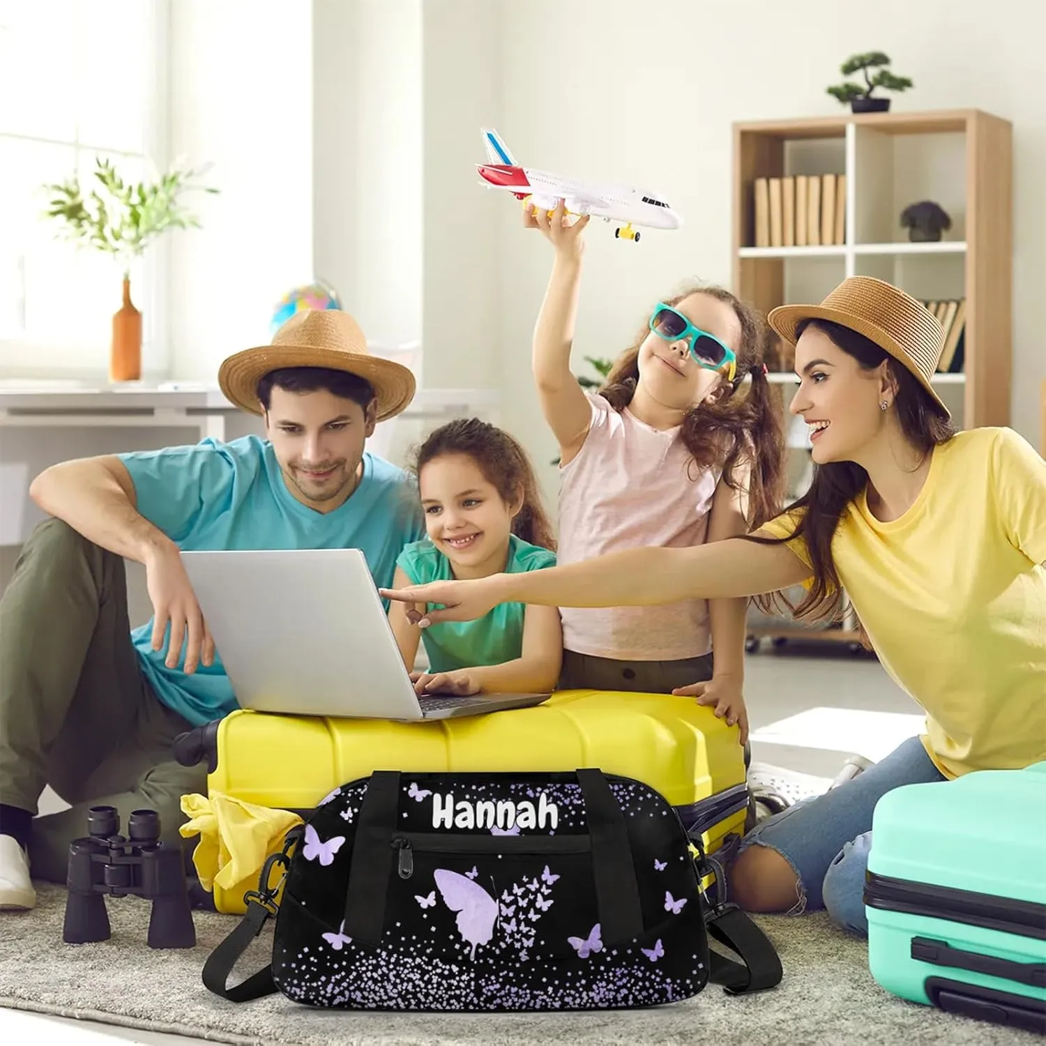 Personalized Duffel Bag with Name Butterfly Custom Travel Sports Bag for Women Men Waterproof Dance Ballet Bag Lightweight 18.5in, Purple Fluid Glitter