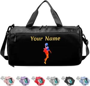 Personalized Duffel Bag with Name, Custom Sports Gym Bag for Men Women, Gift for Fitness/Travel Enthusiasts - Adjustable Shoulder Strap - with Dry Wet Pocket & Shoes Compartment - Black