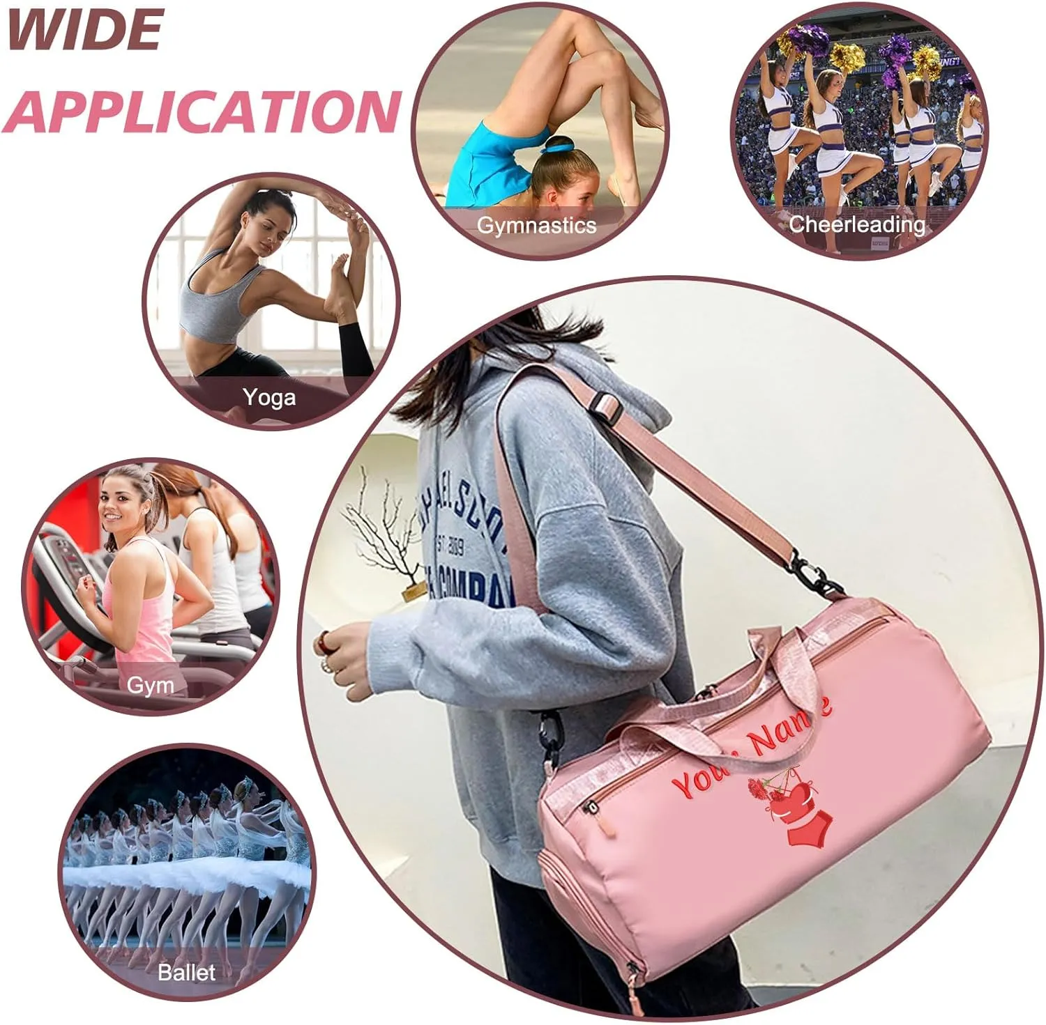 Personalized Duffel Bag with Name, Custom Sports Gym Bag for Men Women, Gift for Fitness/Travel Enthusiasts - Adjustable Shoulder Strap - with Dry Wet Pocket & Shoes Compartment - Black