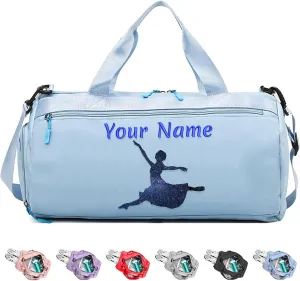 Personalized Duffel Bag with Name, Custom Sports Gym Bag for Men Women, Gift for Fitness/Travel Enthusiasts - Adjustable Shoulder Strap - with Dry Wet Pocket & Shoes Compartment - Blue