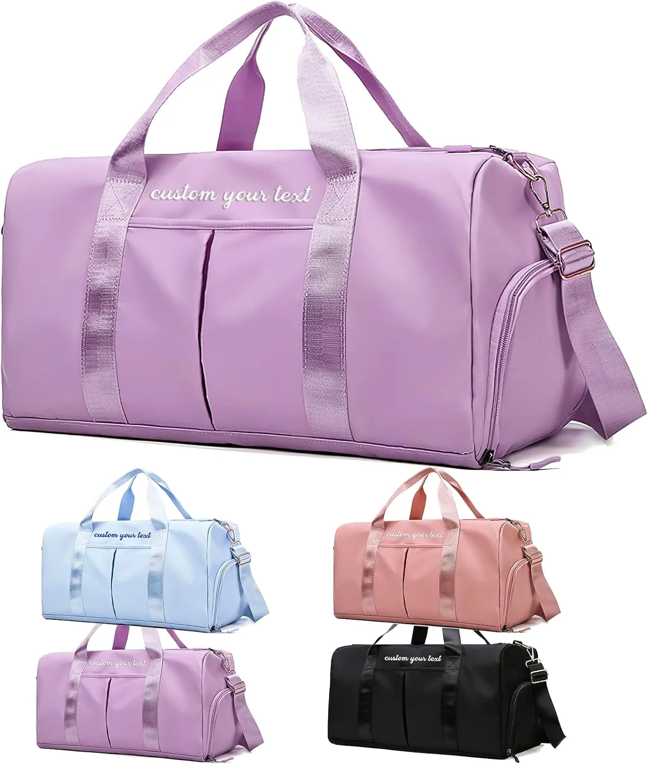 Personalized Duffle Bag Embroidered Name Custom Dry Wet Separated Sport Gym Bags with Pockets & Shoe Customized Weekender Overnight Waterproof Travel Bags Gift