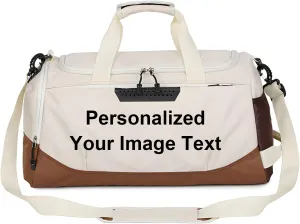 Personalized Duffle Bag with Photo Text Custom Sports Bag for Women Men (white)