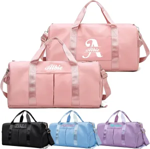 Personalized Duffle Bag,Custom Name Sports Gym Bag with Shoe Compartment&Dry Pockets, Waterproof Weekender Bags for Women and Men, Swim Dance Gym Travel Bag, Gifts for Groomsman,Bridesmaid