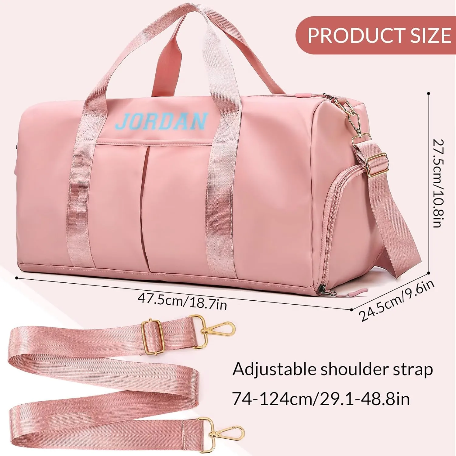 Personalized Duffle Bag,Custom Name Sports Gym Bag with Shoe Compartment&Dry Pockets, Waterproof Weekender Bags for Women and Men, Swim Dance Gym Travel Bag, Gifts for Groomsman,Bridesmaid