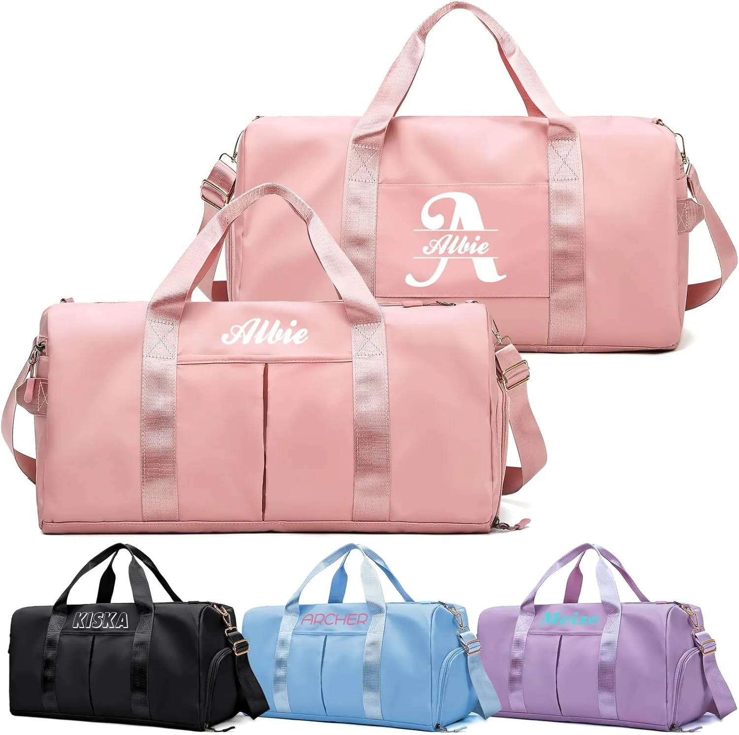 Personalized Duffle Bag,Custom Name Sports Gym Bag with Shoe Compartment&Dry Pockets, Waterproof Weekender Bags for Women and Men, Swim Dance Gym Travel Bag, Gifts for Groomsman,Bridesmaid