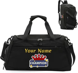 Personalized Duffle Travel Bag with Photo Name Text, Custom 3 in 1 Sport Gym Bag for Women Men, Customized Dry Wet Separated Weekend Overnight Bags