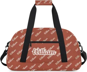 Personalized Gym Duffel Bag with Name Custom Sport Bag Gymnastics Bags Customized Dance Duffel Bag Weekender Sleepover Bag, Reddish Brown