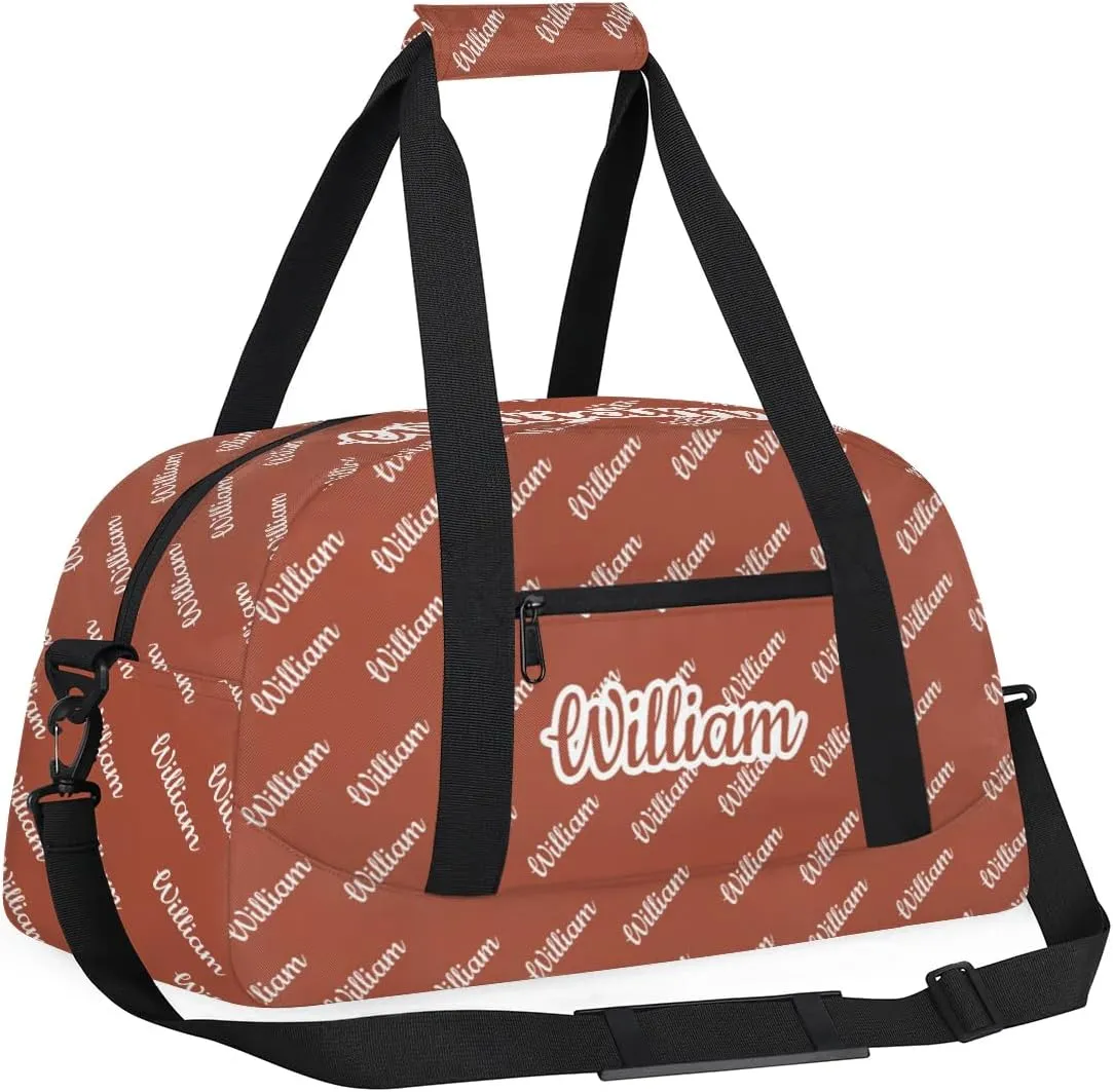 Personalized Gym Duffel Bag with Name Custom Sport Bag Gymnastics Bags Customized Dance Duffel Bag Weekender Sleepover Bag, Reddish Brown
