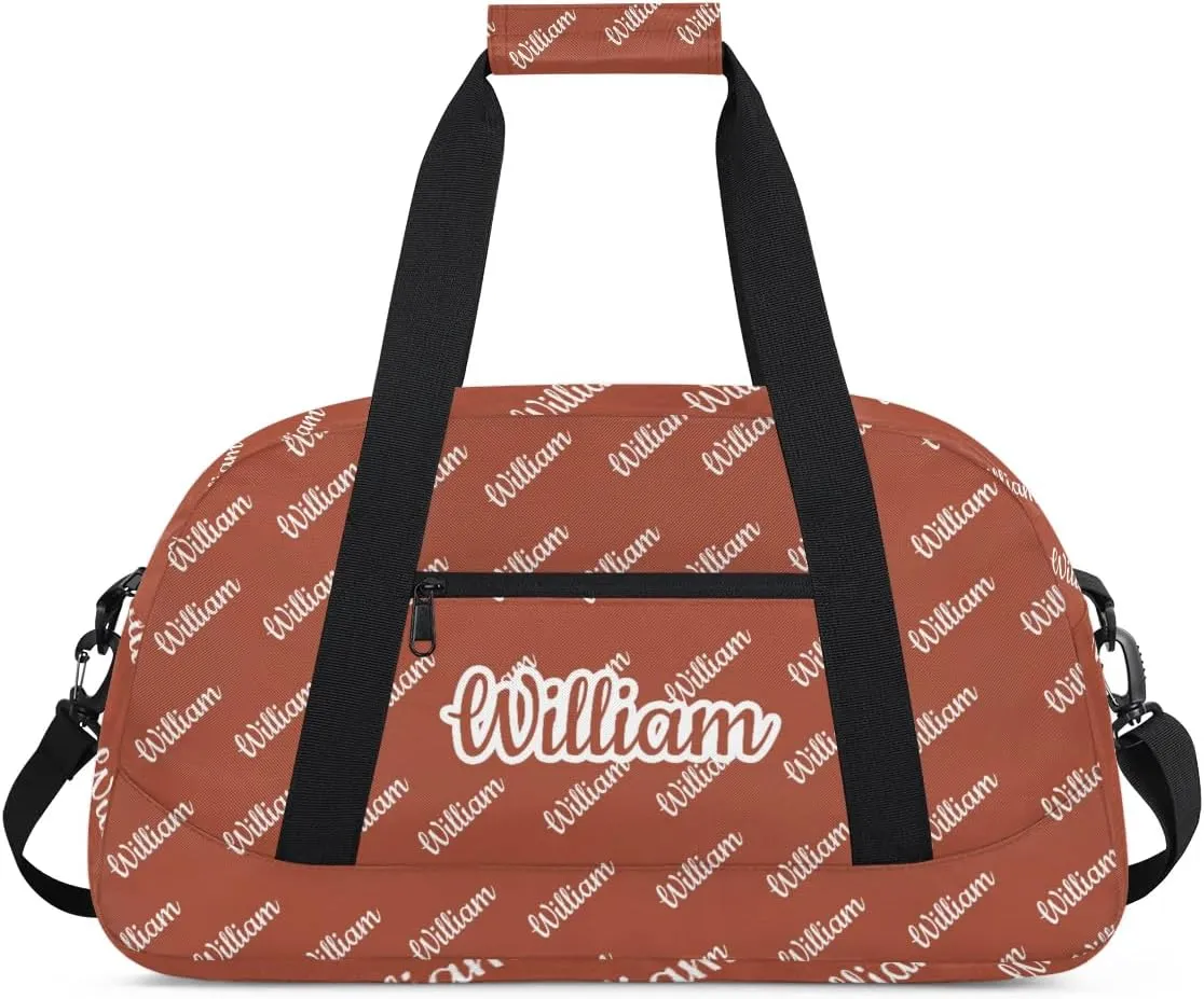 Personalized Gym Duffel Bag with Name Custom Sport Bag Gymnastics Bags Customized Dance Duffel Bag Weekender Sleepover Bag, Reddish Brown
