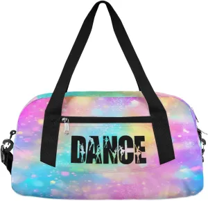 Personalized Kids Duffel Bag,Custom Sport Gym Bag for Girls,Weekender Overnight Tote Bag Carry On Duffel Bag for Travel Gymnastic Ballet Rainbow Glitter