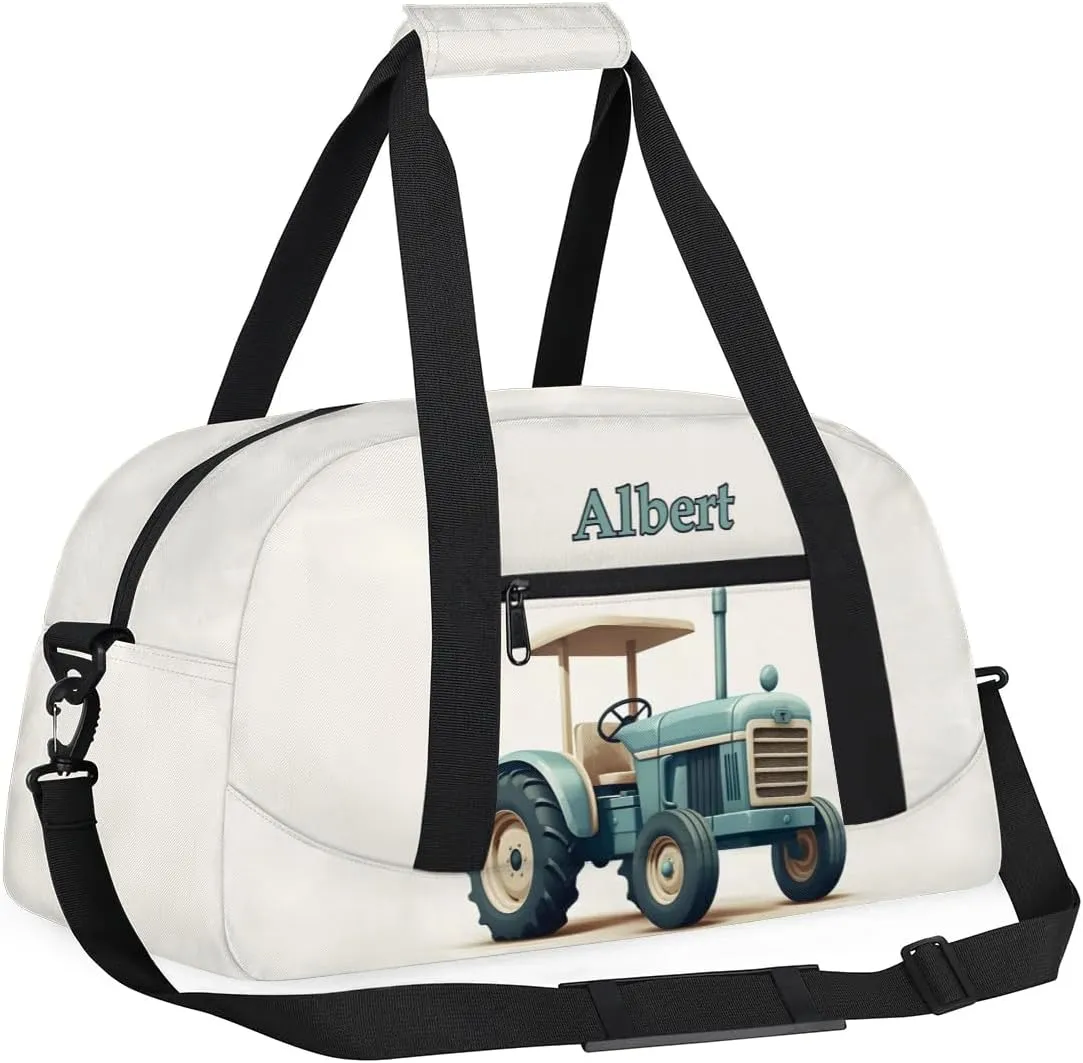 Personalized Kids Sports Duffel Bag with Name Custom Weekender Overnight Bag for Boys Girls Gym Bag Travel Dance Gymnastics Duffel Bag, Cartoon Truck Car