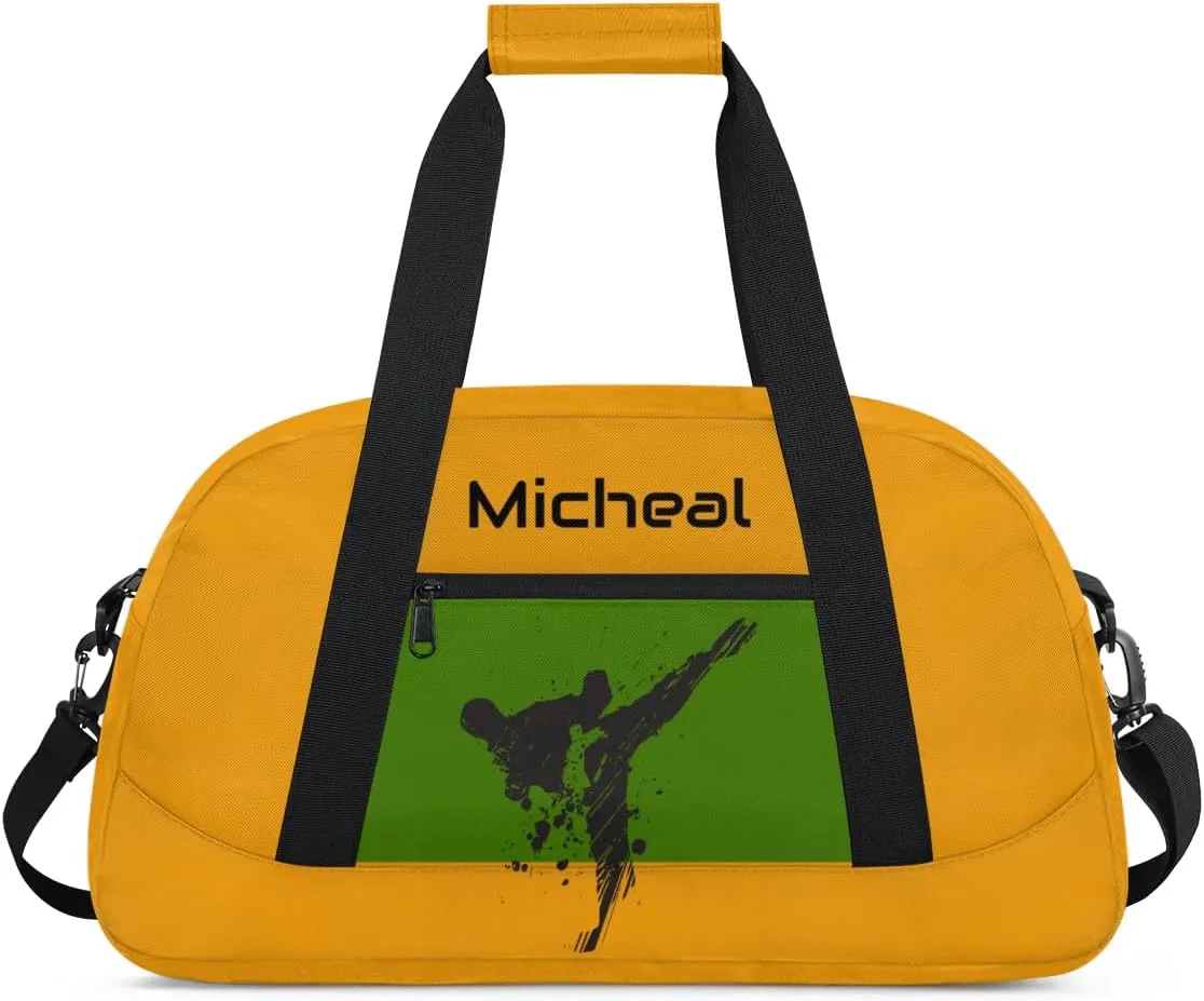 Personalized Martial Art Bag Duffel Bag for Boys Girls, Custom Taekwondo Karate Bag for Travel Weekender Practice Yellow