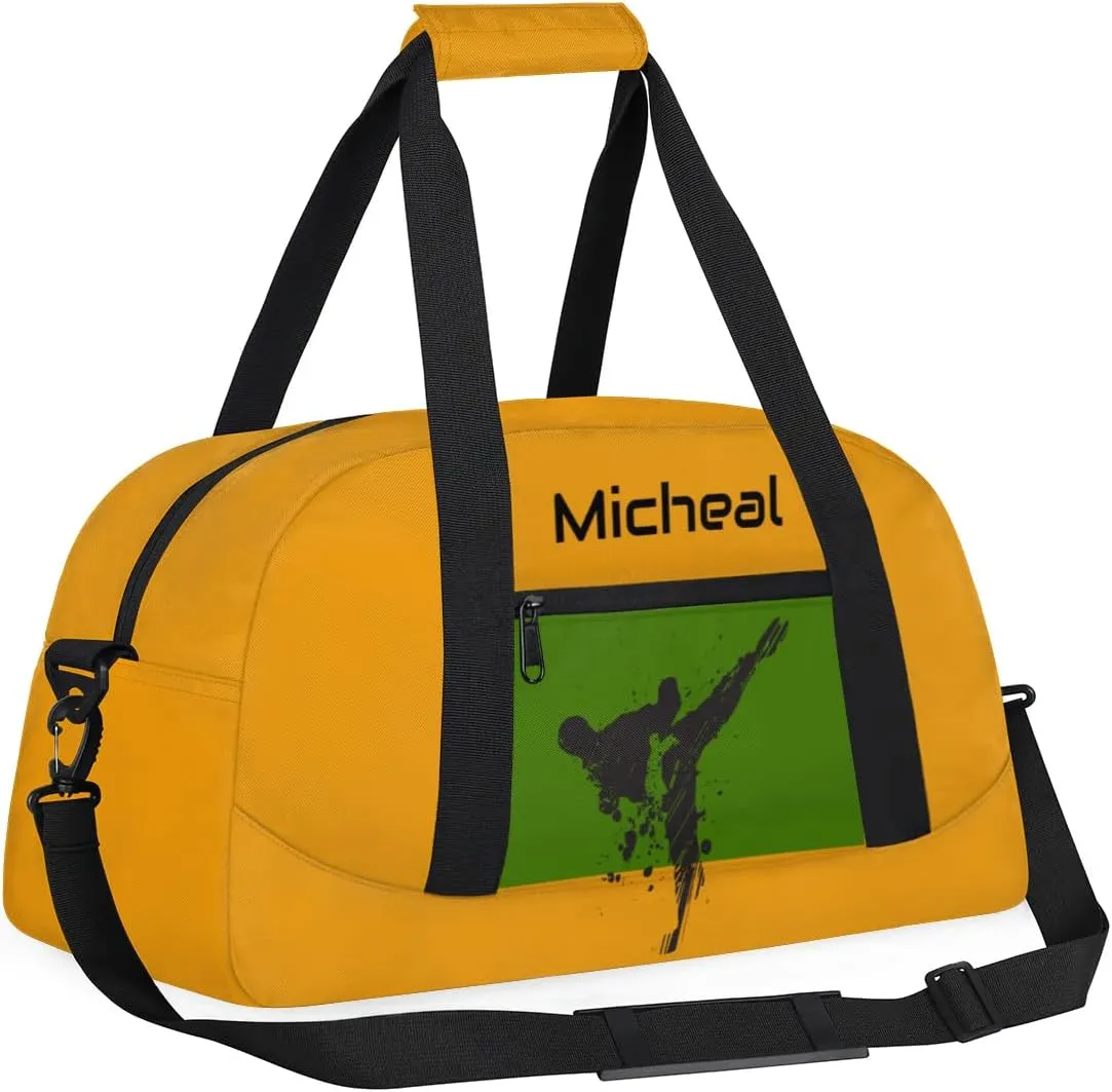Personalized Martial Art Bag Duffel Bag for Boys Girls, Custom Taekwondo Karate Bag for Travel Weekender Practice Yellow