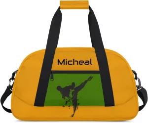 Personalized Martial Art Bag Duffel Bag for Boys Girls, Custom Taekwondo Karate Bag for Travel Weekender Practice Yellow