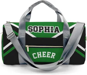 Personalized Multi-Function Travel Cheer Green Black Cheerleader Duffel Bags Large Capacity Women Men Gym Yoga Ballet with Name