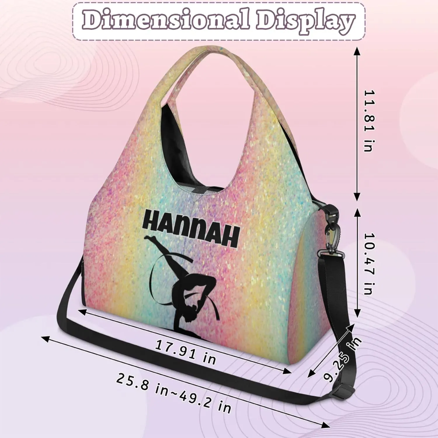 Personalized Name Yoga Mat Bag with Shoe Compartment, Customize Travel Weekender Tote Sport Gym Duffel Bag for Women