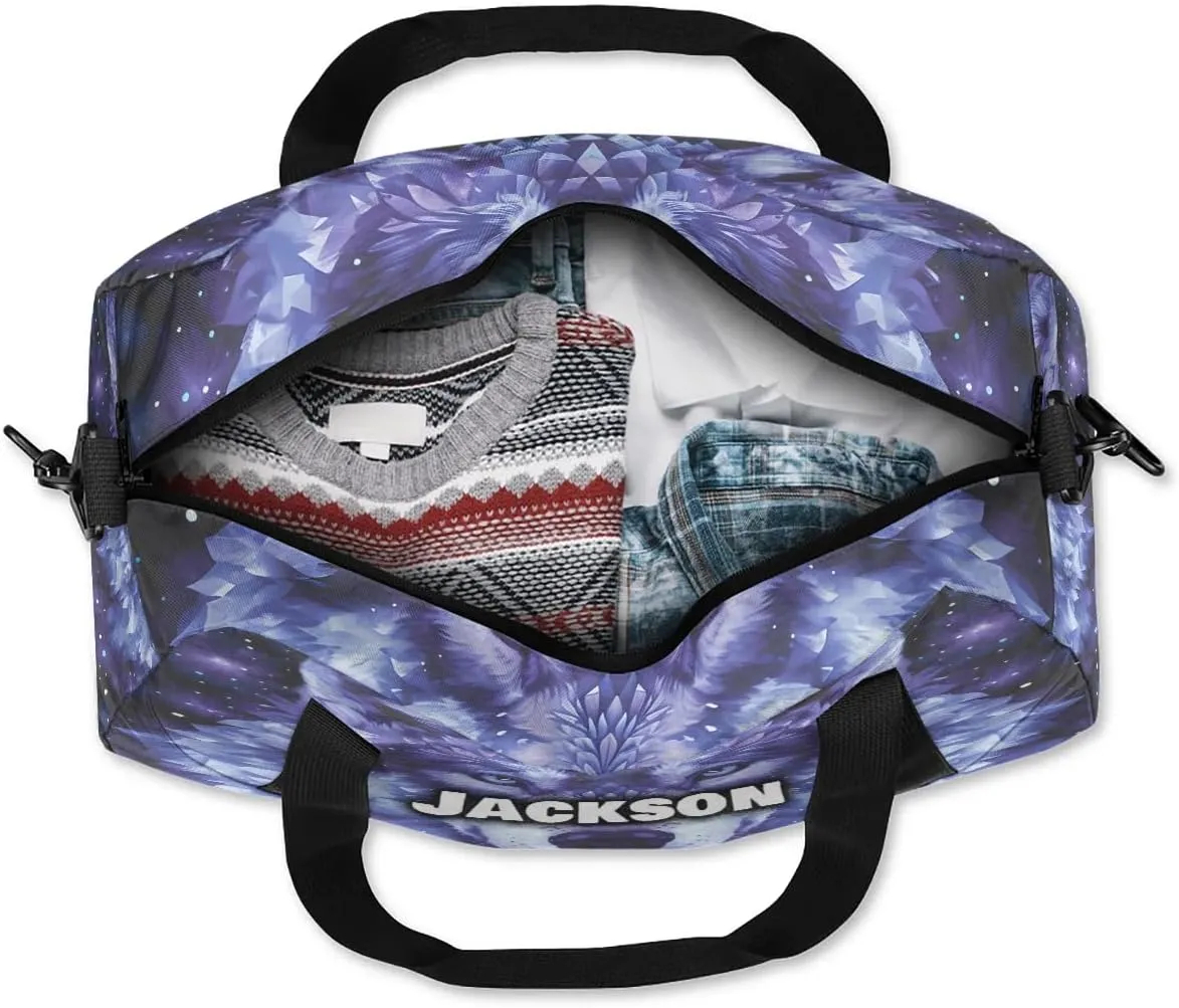 Personalized Sport Duffle Bag for Boys Girls, Custom Cute Wolf Kids Duffle Bag Gym Bag with Name, Travel Duffel Bag Overnight Weekender Bag, Customized Kids Gifts