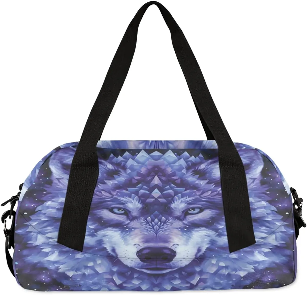 Personalized Sport Duffle Bag for Boys Girls, Custom Cute Wolf Kids Duffle Bag Gym Bag with Name, Travel Duffel Bag Overnight Weekender Bag, Customized Kids Gifts