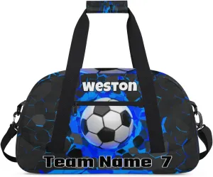Personalized Sports Soccer Duffel Bags for School Boys, Custom Kids Name Number Duffle Gym Bag Sport Players FitnessTravel Weekender Lightweight Bags, Black Red Color
