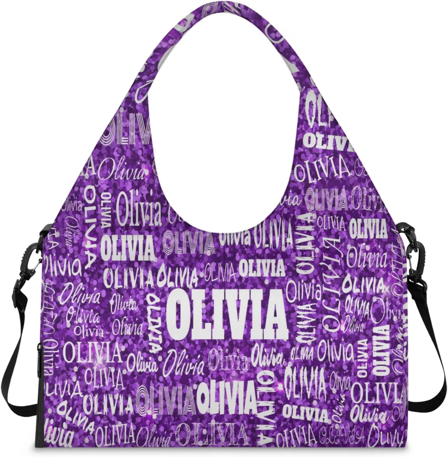 Personalized Yoga Mat Bag with Shoe Compartment, Custom Names Travel Tote Sport Gym Pilates Duffel Bag for Women