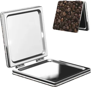 Peynir Coffee Beans Women Handheld Makeup Mirror Portable Compact Mirror Folding Mini Cosmetic Mirror