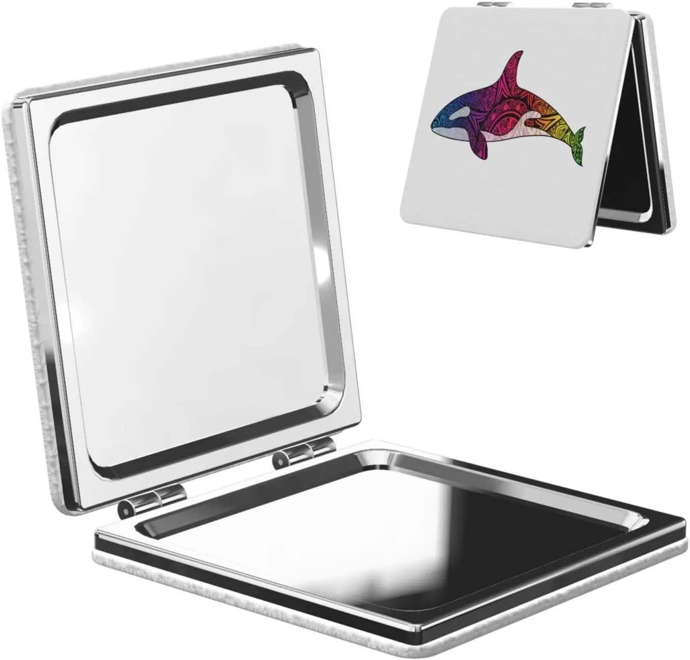 Peynir Orca Killer Whale Women Handheld Makeup Mirror Portable Compact Mirror Folding Mini Cosmetic Mirror