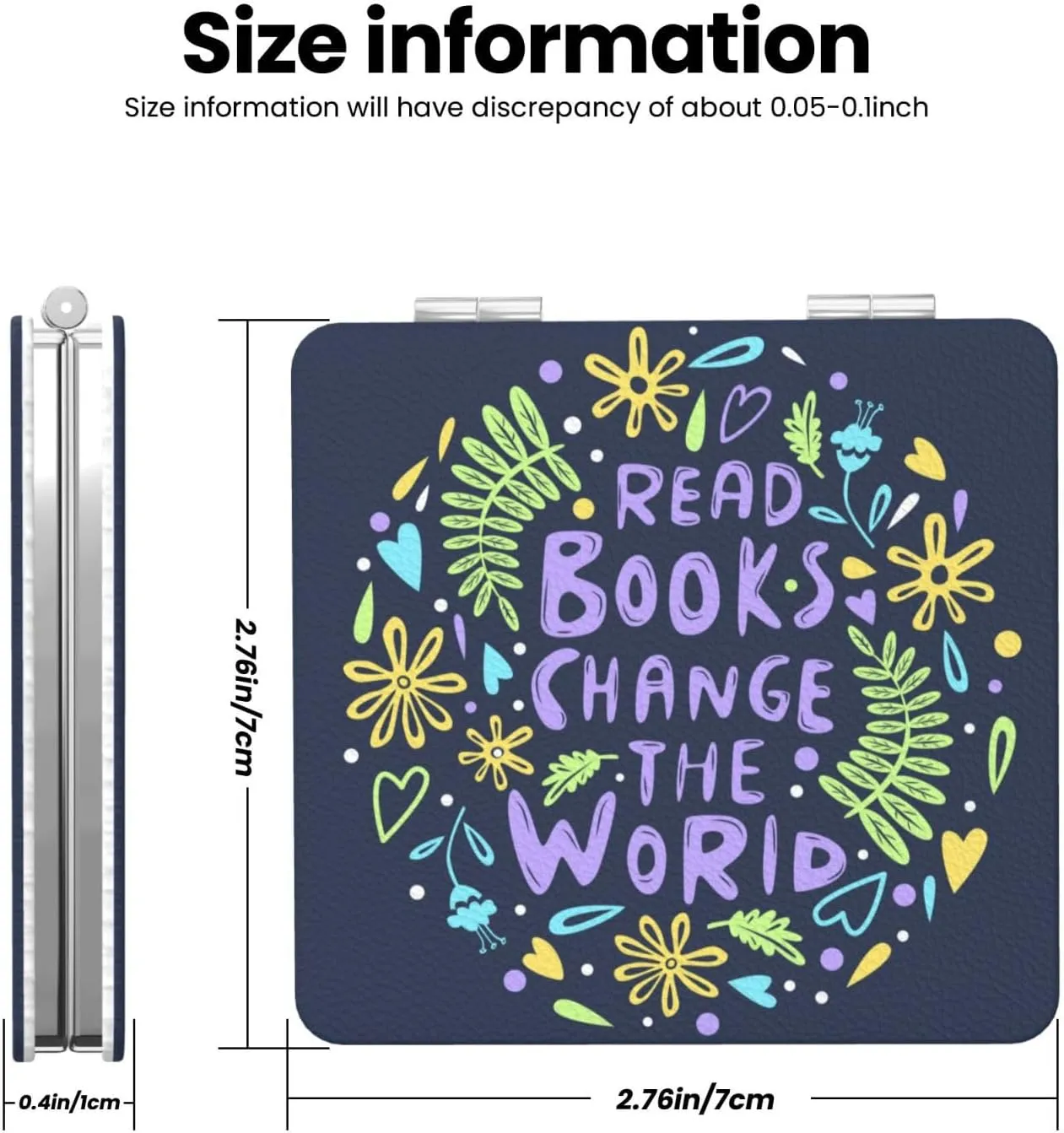 Peynir Read Books Change The World Women Handheld Makeup Mirror Portable Compact Mirror Folding Mini Cosmetic Mirror
