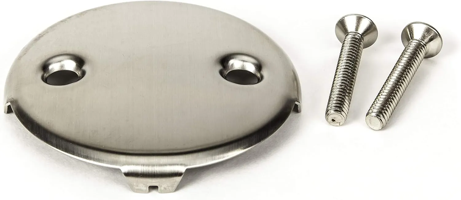 PF WaterWorks PF0969-BN Lift Lock (Push Pull) Bath Tub Drain Assembly (Coarse Drain 11.5 TPI   Stopper   Two (2) Hole Face Plate - FREE Hair Catcher/Strainer - Eliminate Clogs Brushed Nickel