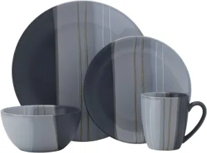 Pfaltzgraff Parker Gray 16 Piece Dinnerware Set, Service for 4, Gray