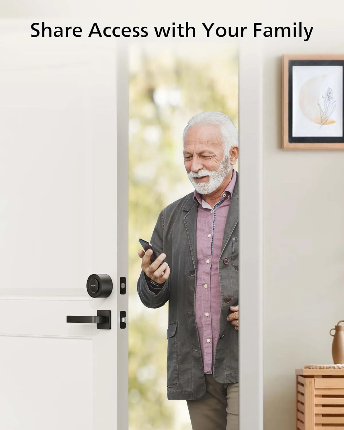 Philips Wi-Fi Smart Lock, Turn Your Existing Deadbolt into Smart Door Lock, Built-in WiFi, APP Remote Control, Keyless Entry Door Lock, Auto-Locking, Status Logging, Multiple Alarm, Matte Black