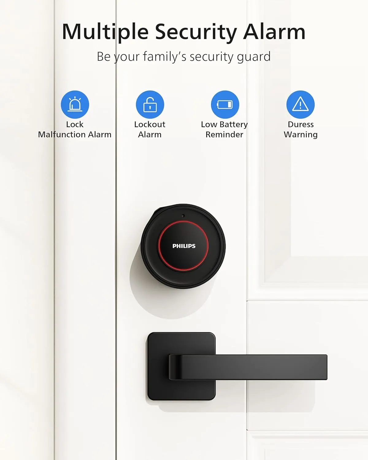 Philips Wi-Fi Smart Lock, Turn Your Existing Deadbolt into Smart Door Lock, Built-in WiFi, APP Remote Control, Keyless Entry Door Lock, Auto-Locking, Status Logging, Multiple Alarm, Matte Black