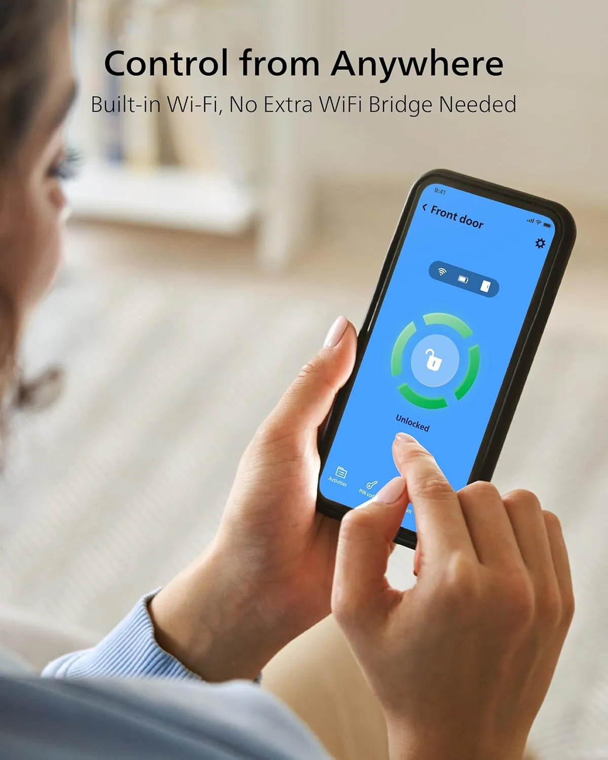 Philips Wi-Fi Smart Lock, Turn Your Existing Deadbolt into Smart Door Lock, Built-in WiFi, APP Remote Control, Keyless Entry Door Lock, Auto-Locking, Status Logging, Multiple Alarm, Matte Black