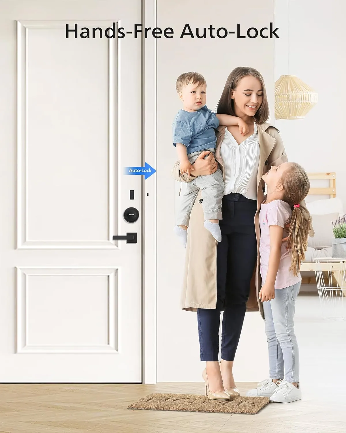 Philips Wi-Fi Smart Lock, Turn Your Existing Deadbolt into Smart Door Lock, Built-in WiFi, APP Remote Control, Keyless Entry Door Lock, Auto-Locking, Status Logging, Multiple Alarm, Matte Black